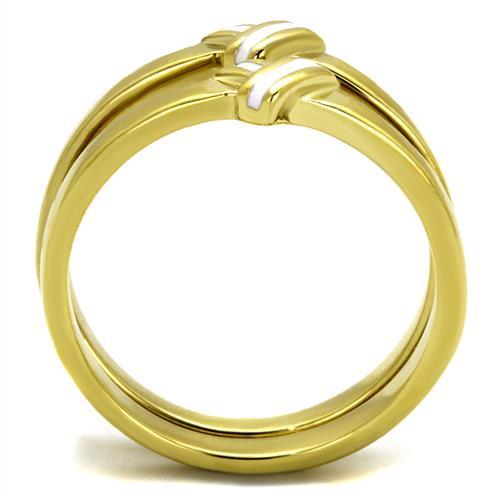 IP Gold(Ion Plating) Stainless Steel Ring with Epoxy  in White