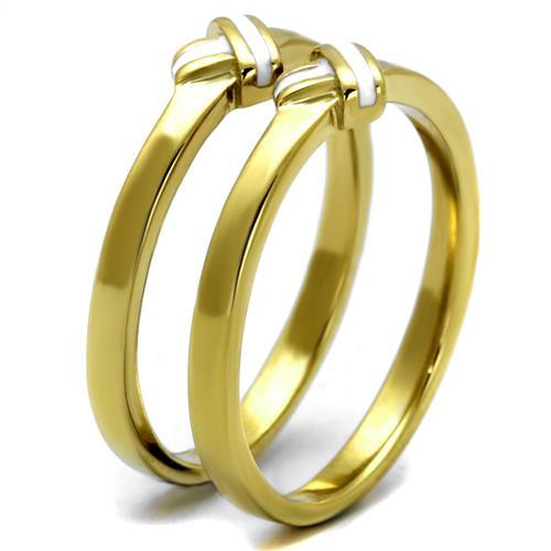 IP Gold(Ion Plating) Stainless Steel Ring with Epoxy  in White