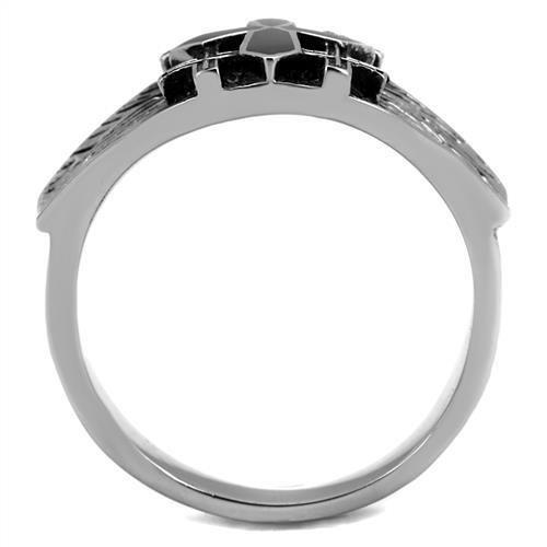 High polished (no plating) Stainless Steel Ring with Epoxy  in Jet