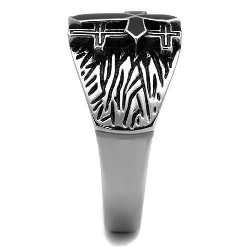 High polished (no plating) Stainless Steel Ring with Epoxy  in Jet