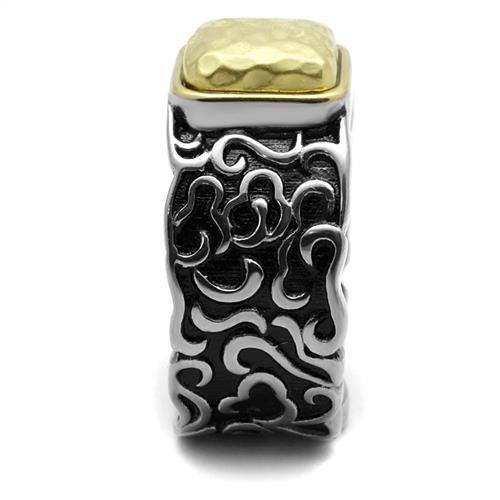 Two-Tone IP Gold (Ion Plating) Stainless Steel Ring with Epoxy  in Jet