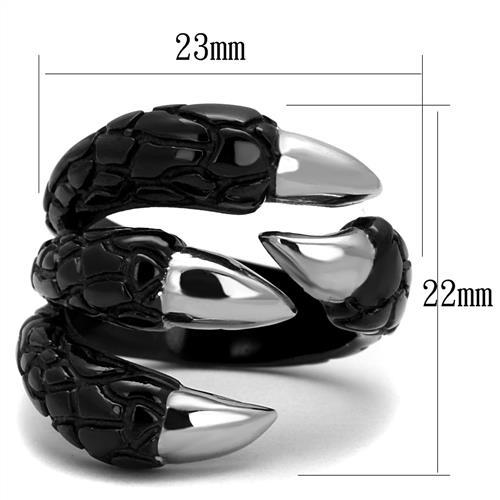 Two-Tone IP Black (Ion Plating) Stainless Steel Ring with No Stone