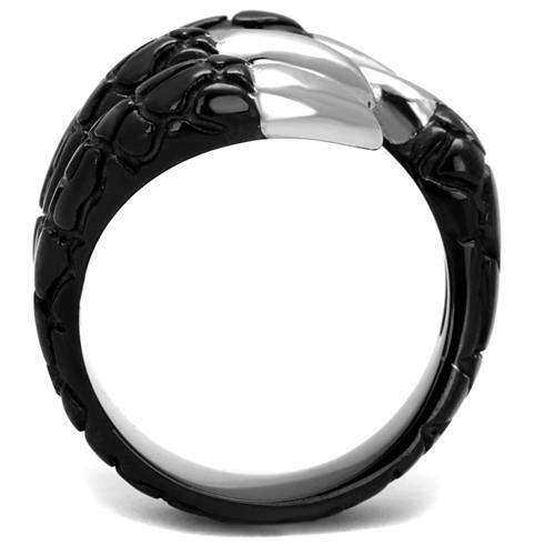 Two-Tone IP Black (Ion Plating) Stainless Steel Ring with No Stone