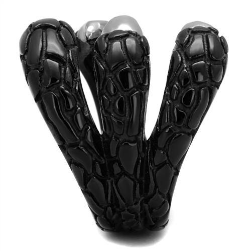 Two-Tone IP Black (Ion Plating) Stainless Steel Ring with No Stone