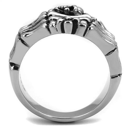 High polished (no plating) Stainless Steel Ring with Epoxy  in Jet