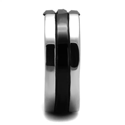 High polished (no plating) Stainless Steel Ring with Top Grade Crystal  in Jet