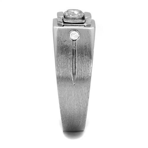 High polished (no plating) Stainless Steel Ring with AAA Grade CZ  in Clear