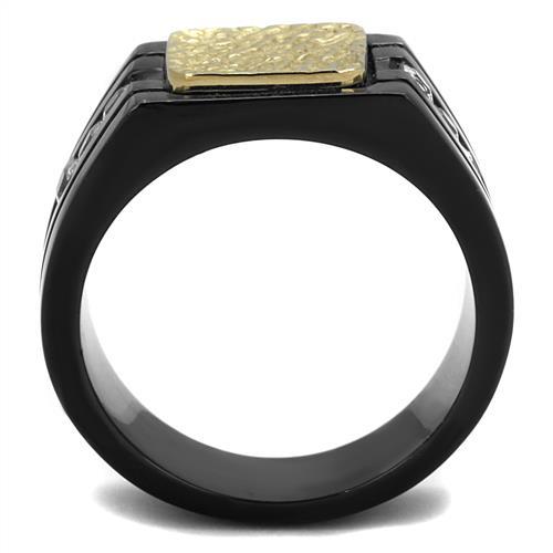 Two-Tone IP Gold (Ion Plating) Stainless Steel Ring with AAA Grade CZ  in Clear
