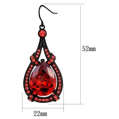 IP Black(Ion Plating) Stainless Steel Earrings with AAA Grade CZ  in Orange