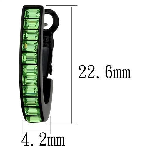 IP Black(Ion Plating) Stainless Steel Earrings with Top Grade Crystal  in Peridot