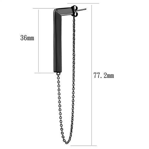 IP Light Black  (IP Gun) Stainless Steel Earrings with No Stone