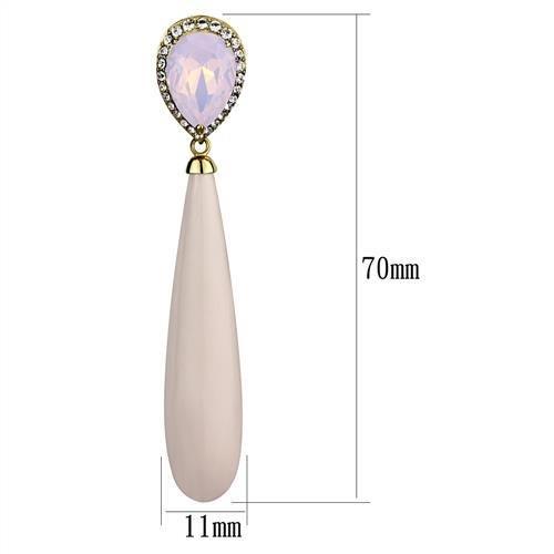IP Gold(Ion Plating) Stainless Steel Earrings with Top Grade Crystal  in Light Rose