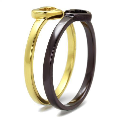 IP Gold & IP Dark Brown (IP coffee) Stainless Steel Ring with No Stone