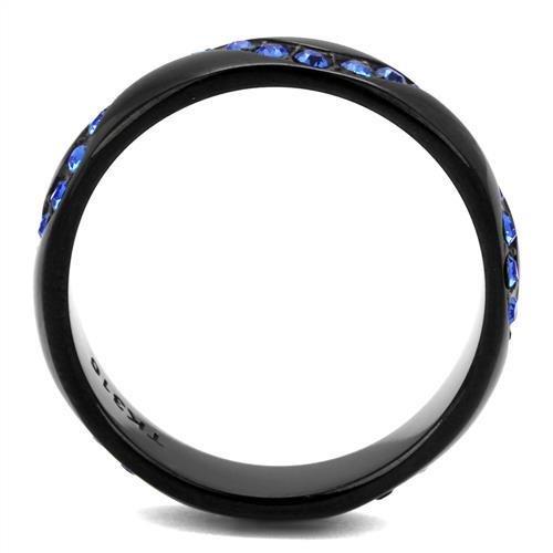 IP Black(Ion Plating) Stainless Steel Ring with Top Grade Crystal  in Sapphire