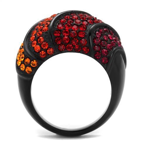 IP Black(Ion Plating) Stainless Steel Ring with Top Grade Crystal  in Multi Color