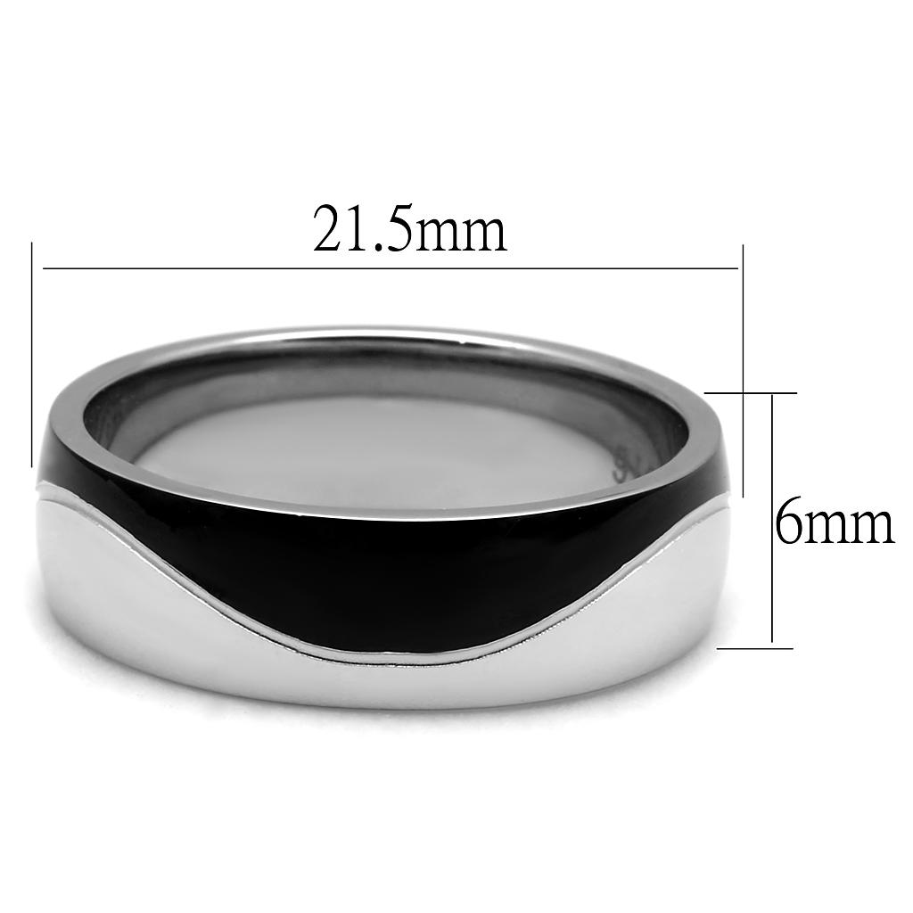 Two-Tone IP Black (Ion Plating) Stainless Steel Ring with No Stone
