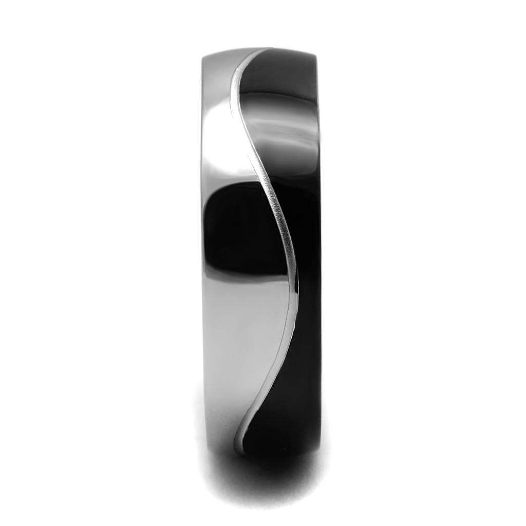 Two-Tone IP Black (Ion Plating) Stainless Steel Ring with No Stone