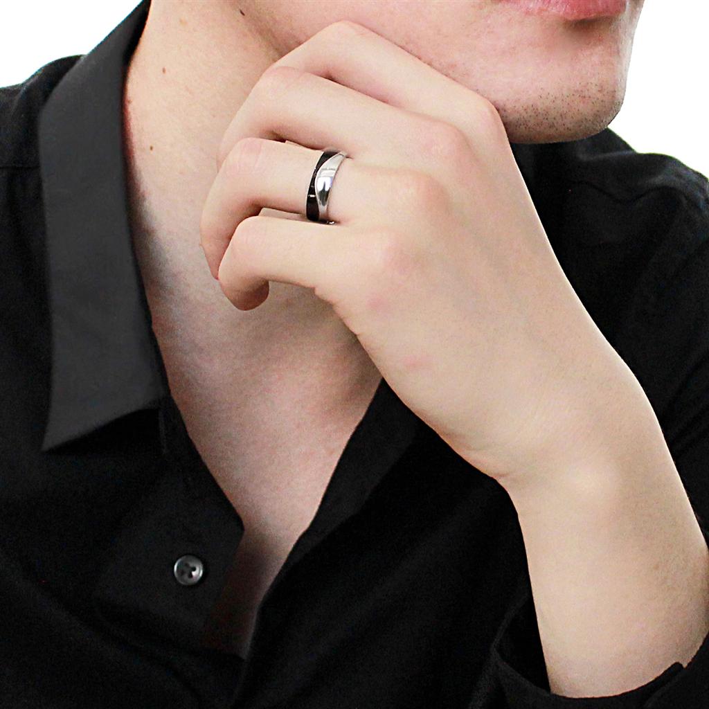 Two-Tone IP Black (Ion Plating) Stainless Steel Ring with No Stone