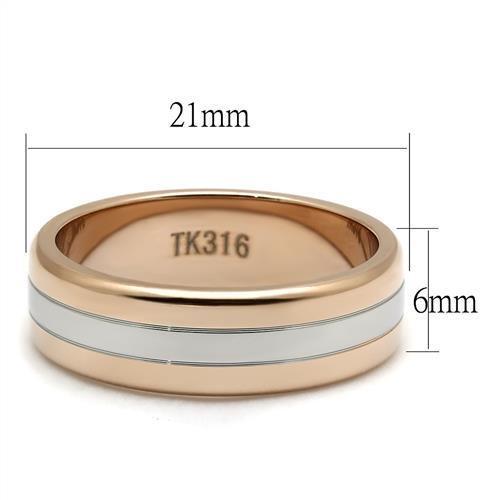 Two-Tone IP Rose Gold Stainless Steel Ring with No Stone