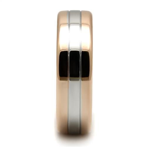 Two-Tone IP Rose Gold Stainless Steel Ring with No Stone