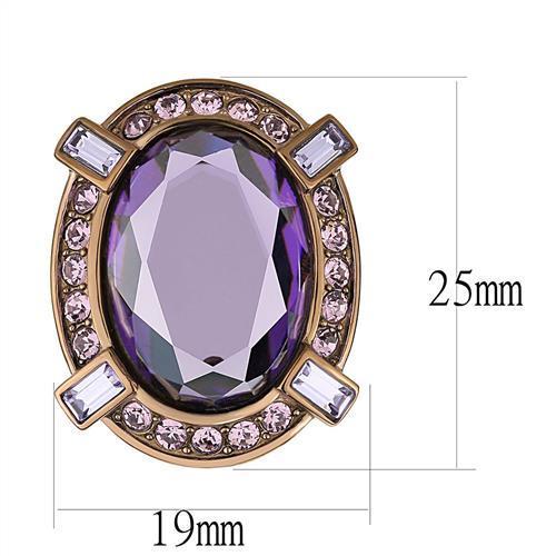 IP Coffee light Stainless Steel Earrings with AAA Grade CZ  in Amethyst