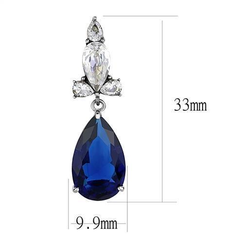 High polished (no plating) Stainless Steel Earrings with Synthetic Synthetic Glass in Montana