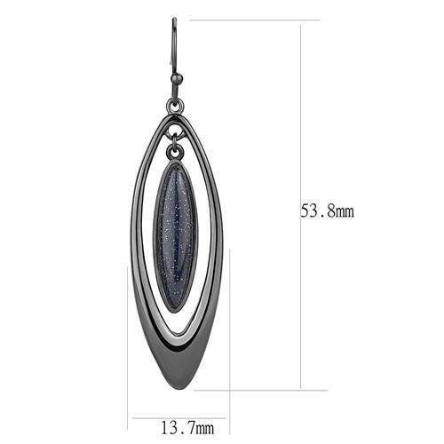 IP Light Black  (IP Gun) Stainless Steel Earrings with Blue Sand  in Montana