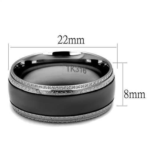 Two Tone IP Light Black (IP Gun) Stainless Steel Ring with No Stone
