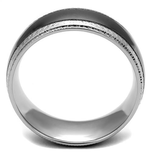 Two Tone IP Light Black (IP Gun) Stainless Steel Ring with No Stone