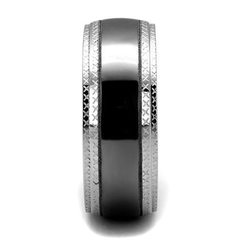Two Tone IP Light Black (IP Gun) Stainless Steel Ring with No Stone