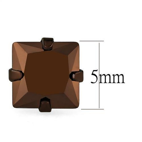 Two Tone IP Light Brown (IP Light coffee) Stainless Steel Earrings with AAA Grade CZ  in Light Coffee