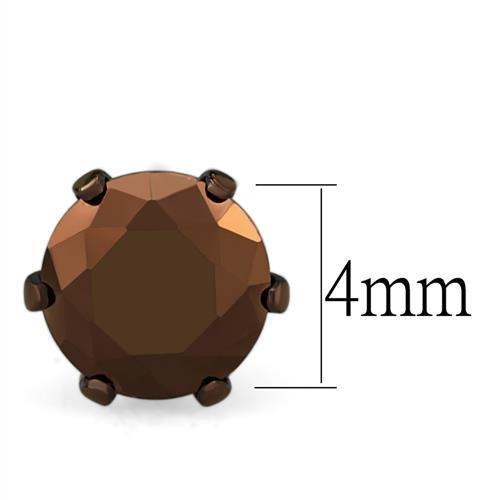 Two Tone IP Light Brown (IP Light coffee) Stainless Steel Earrings with AAA Grade CZ in Light Coffee