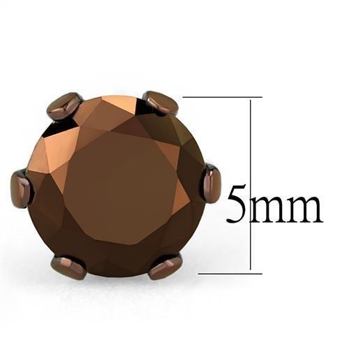 Two Tone IP Light Brown (IP Light coffee) Stainless Steel Earrings with AAA Grade CZ  in Light Coffee