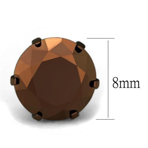 Two Tone IP Light Brown (IP Light coffee) Stainless Steel Earrings with AAA Grade CZ  in Light Coffee