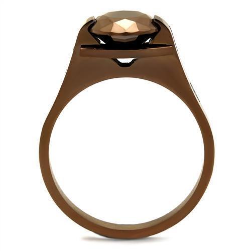 TK2590 IP Coffee light Stainless Steel Ring with AAA Grade CZ in Light Coffee