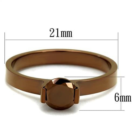 IP Coffee light Stainless Steel Ring with AAA Grade CZ  in Light Coffee