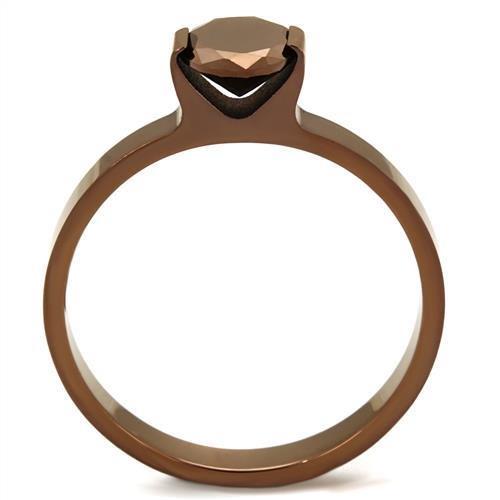 IP Coffee light Stainless Steel Ring with AAA Grade CZ  in Light Coffee
