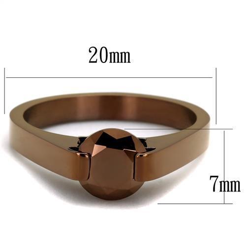 IP Coffee light Stainless Steel Ring with AAA Grade CZ  in Light Coffee