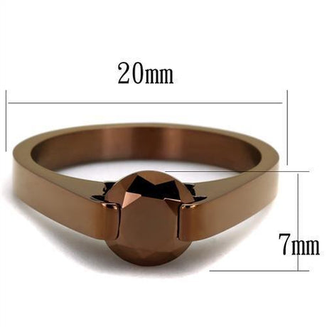 IP Coffee light Stainless Steel Ring with AAA Grade CZ  in Light Coffee