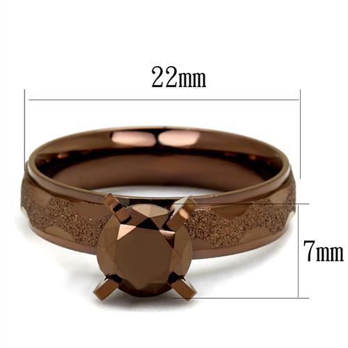 IP Coffee light Stainless Steel Ring with AAA Grade CZ  in Light Coffee