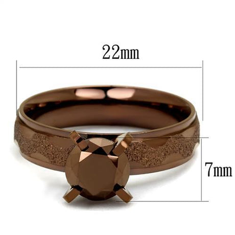 IP Coffee light Stainless Steel Ring with AAA Grade CZ  in Light Coffee