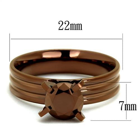 IP Coffee light Stainless Steel Ring with AAA Grade CZ  in Light Coffee