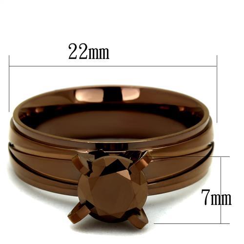 IP Coffee light Stainless Steel Ring with AAA Grade CZ  in Light Coffee
