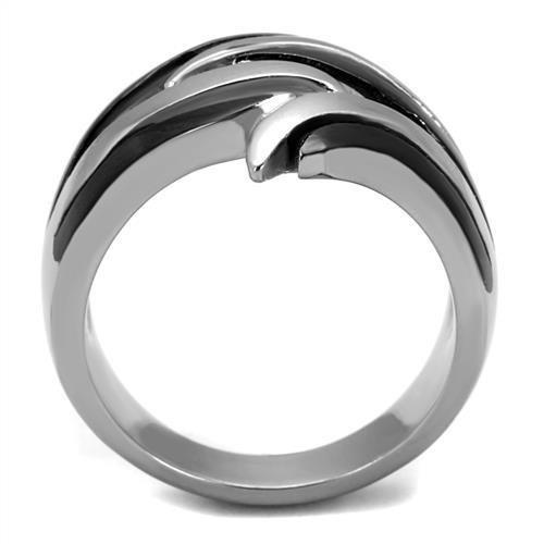 Two-Tone IP Black (Ion Plating) Stainless Steel Ring with No Stone