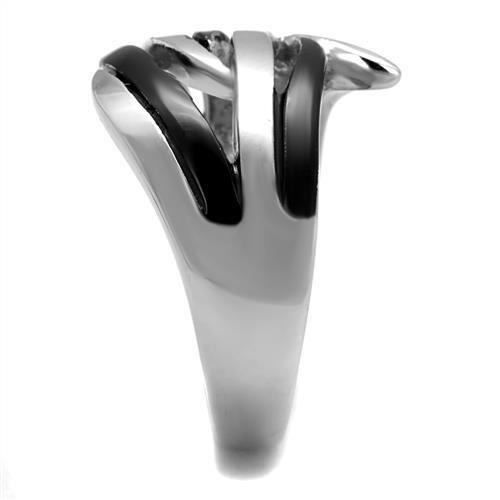 Two-Tone IP Black (Ion Plating) Stainless Steel Ring with No Stone