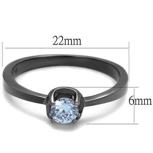 IP Light Black  (IP Gun) Stainless Steel Ring with AAA Grade CZ  in Light Amethyst