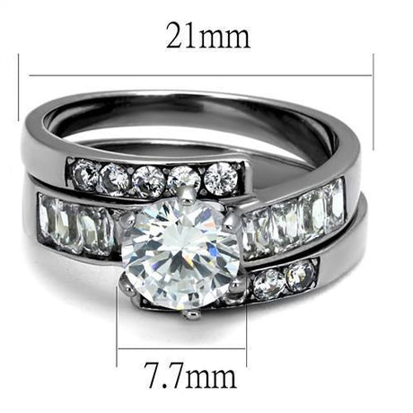 No Plating Stainless Steel Ring with AAA Grade CZ  in Clear