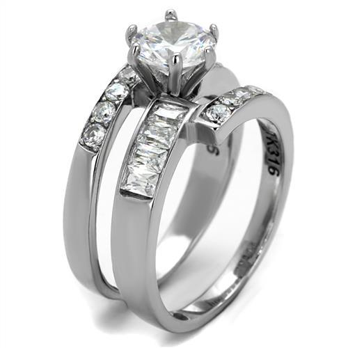 No Plating Stainless Steel Ring with AAA Grade CZ  in Clear