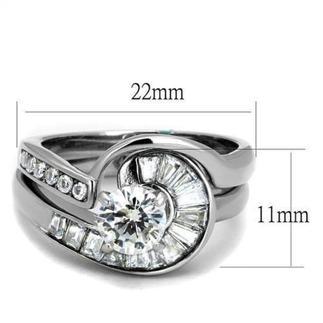 No Plating Stainless Steel Ring with AAA Grade CZ  in Clear