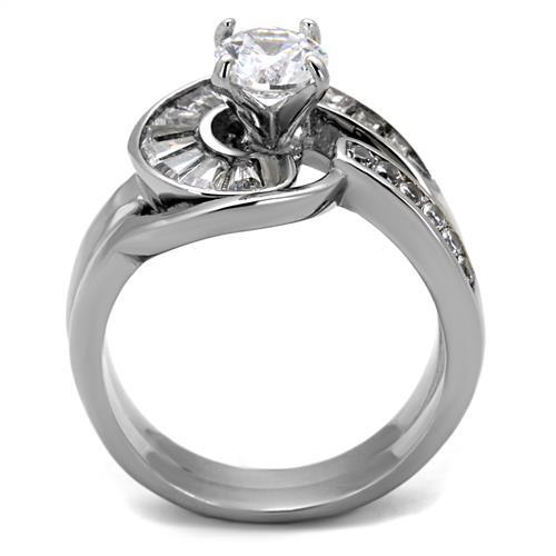 No Plating Stainless Steel Ring with AAA Grade CZ  in Clear